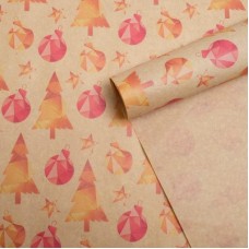 Бумага упаковочная крафтовая "Ёлочные игрушки", 70*100 см